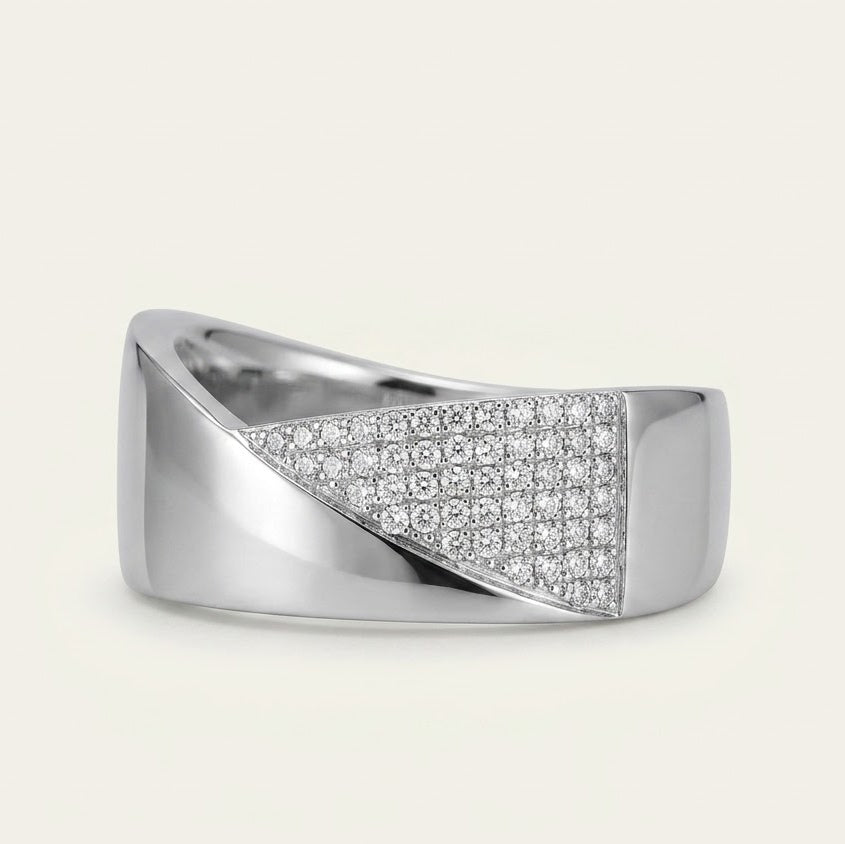 Silver Crystal Triangle Accent Statement Ring