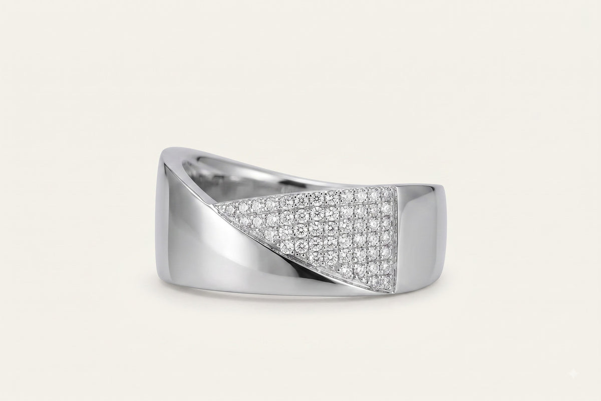 Silver Crystal Triangle Accent Statement Ring