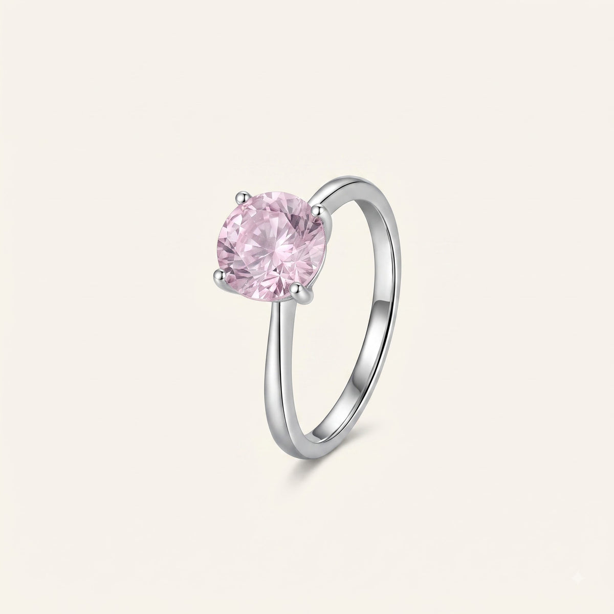 Elegant Pink Oval Gemstone Solitaire Ring