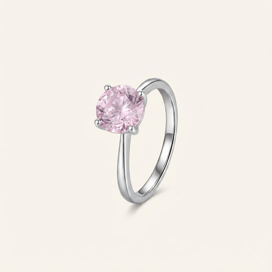 Elegant Pink Oval Gemstone Solitaire Ring