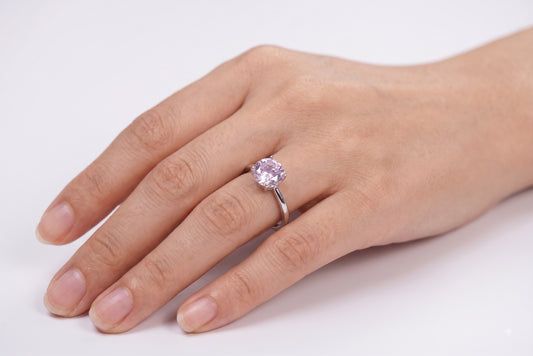 Elegant Pink Oval Gemstone Solitaire Ring