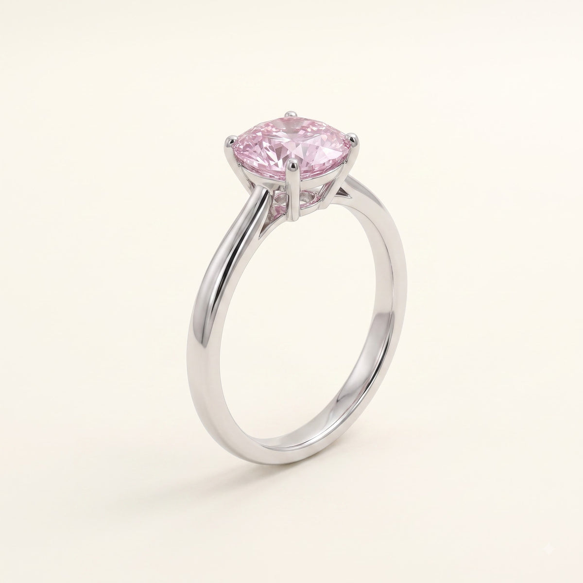Elegant Pink Oval Gemstone Solitaire Ring