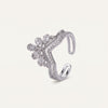 Silver Butterfly Crystal Adjustable Statement Ring
