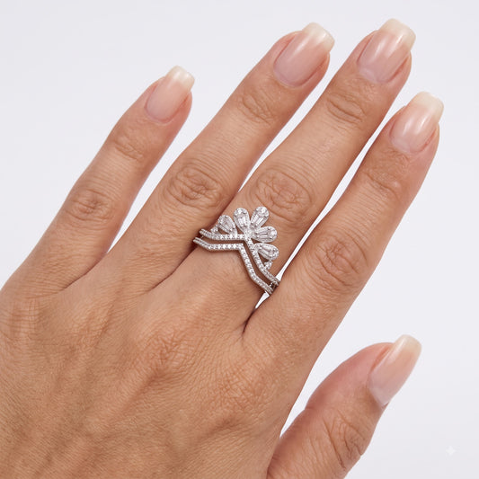 Silver Butterfly Crystal Adjustable Statement Ring
