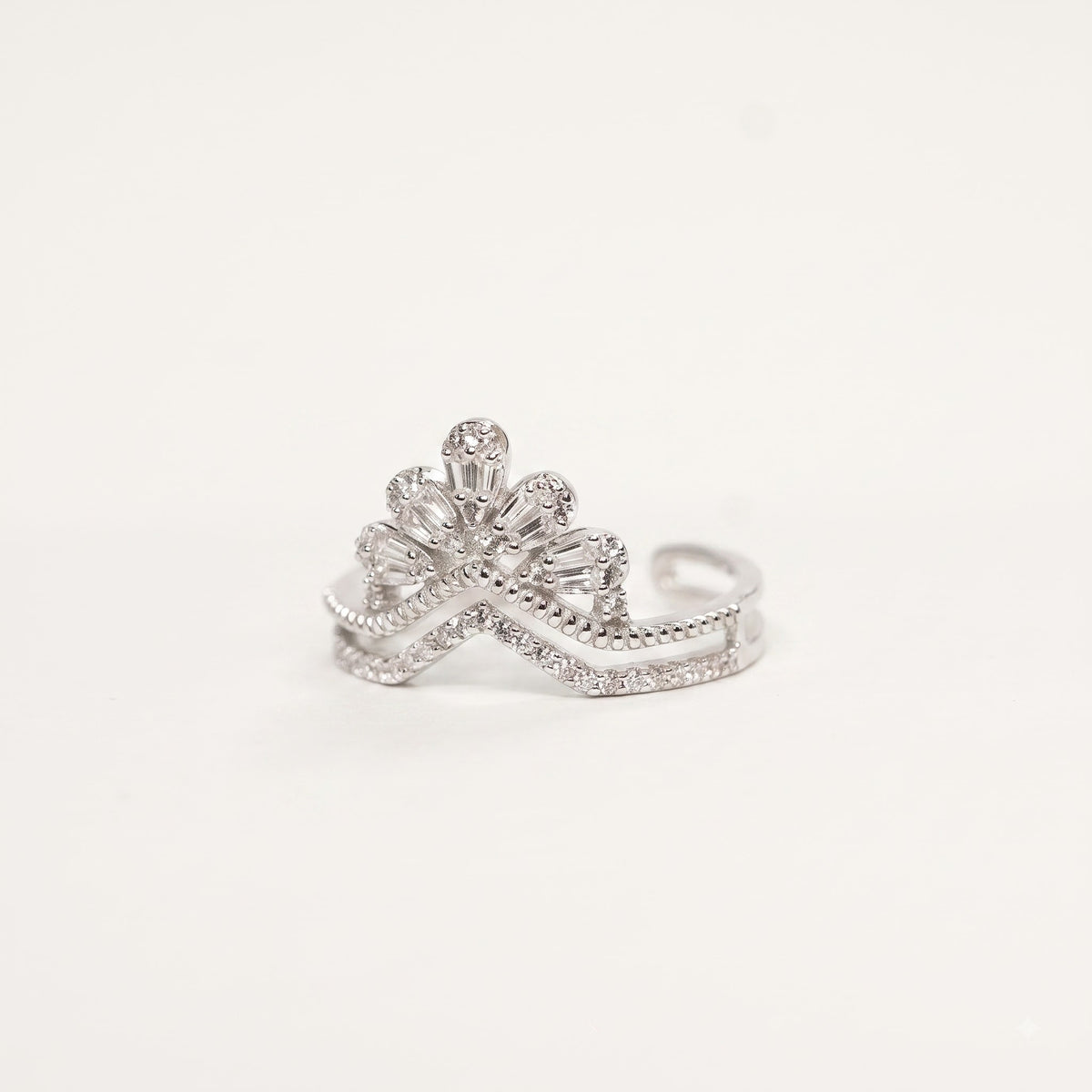 Silver Butterfly Crystal Adjustable Statement Ring