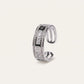 Silver Baguette Crystal C-Shaped Statement Ring