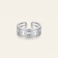Silver Baguette Crystal C-Shaped Statement Ring