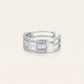 Silver Baguette Crystal C-Shaped Statement Ring