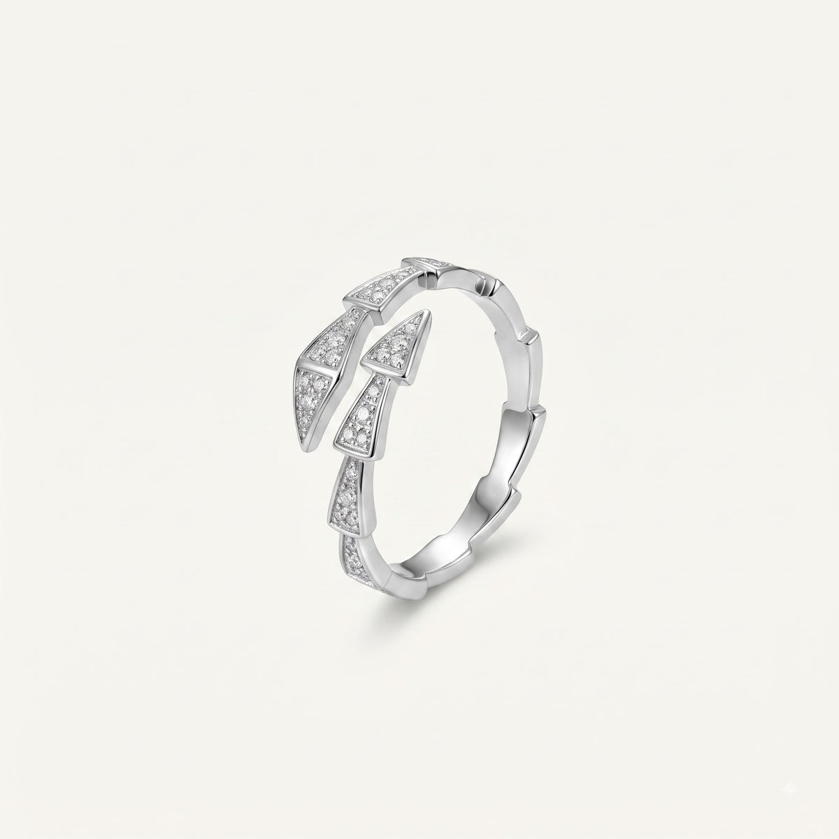 Silver Crystal Arrow Open Band Statement Ring