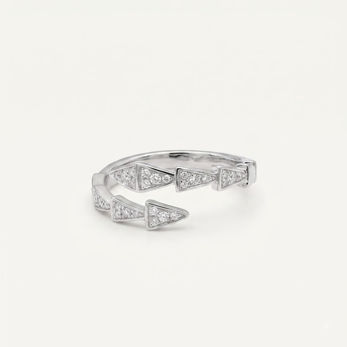 Silver Crystal Arrow Open Band Statement Ring