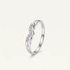 Elegant Wave-Edge Crystal Band Ring with Sparkling Accents