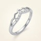 Elegant Silver Crystal Pavé Ring with Wave-Inspired Design