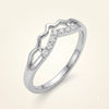 Elegant Silver Crystal Pavé Ring with Wave-Inspired Design