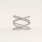 Silver Triple Interwoven Crystal Band Ring