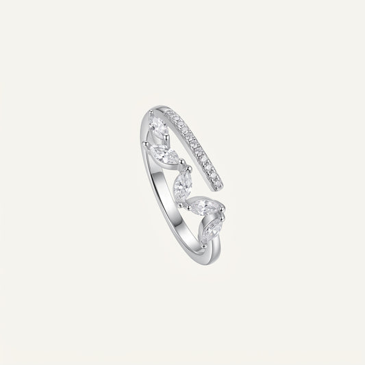 Elegant Silver Marquise Crystal Open Band Ring