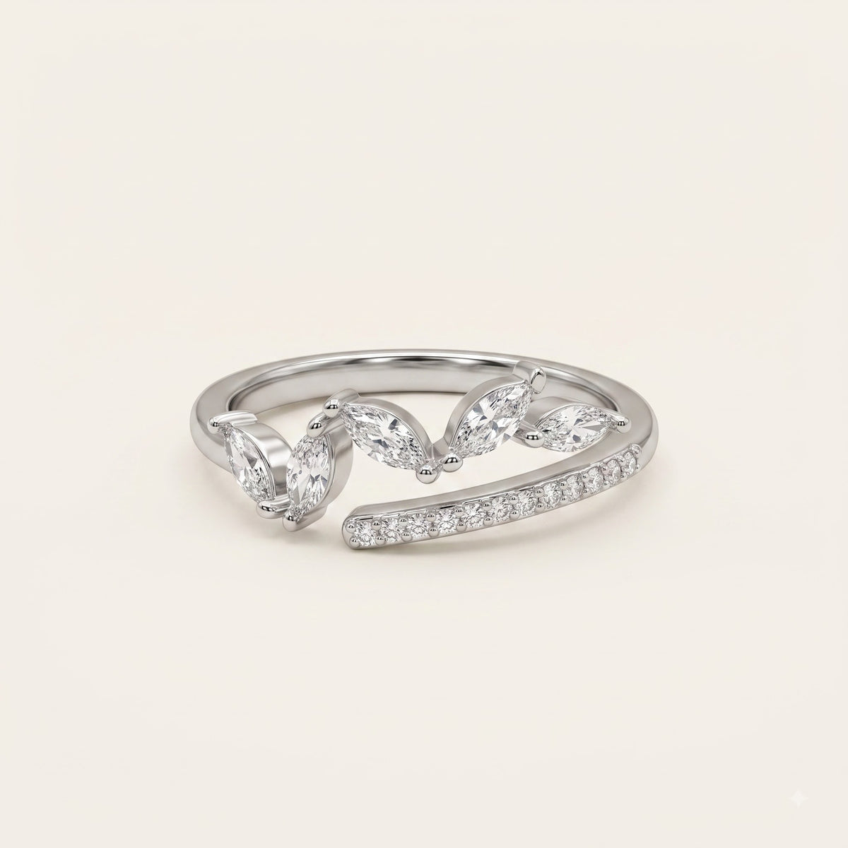 Elegant Silver Marquise Crystal Open Band Ring