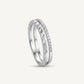 Elegant Silver Double Band Crystal Ring