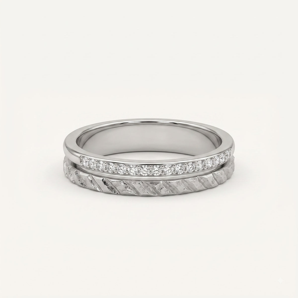 Elegant Silver Double Band Crystal Ring