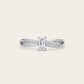 Elegant Silver Emerald-Cut Solitaire Crystal Ring