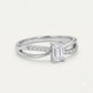 Elegant Silver Emerald-Cut Solitaire Crystal Ring