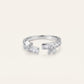 Silver Bow Baguette Crystal Open Ring