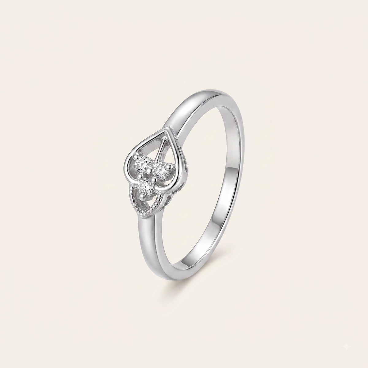 Elegant Open-Heart Floral Crystal Ring with Sparkling Accents
