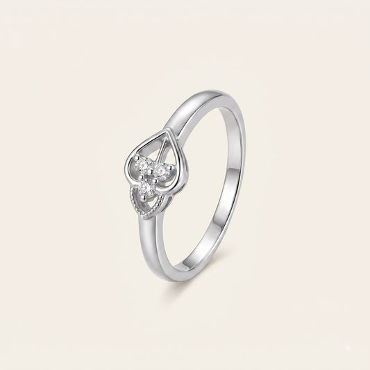 Elegant Open-Heart Floral Crystal Ring with Sparkling Accents