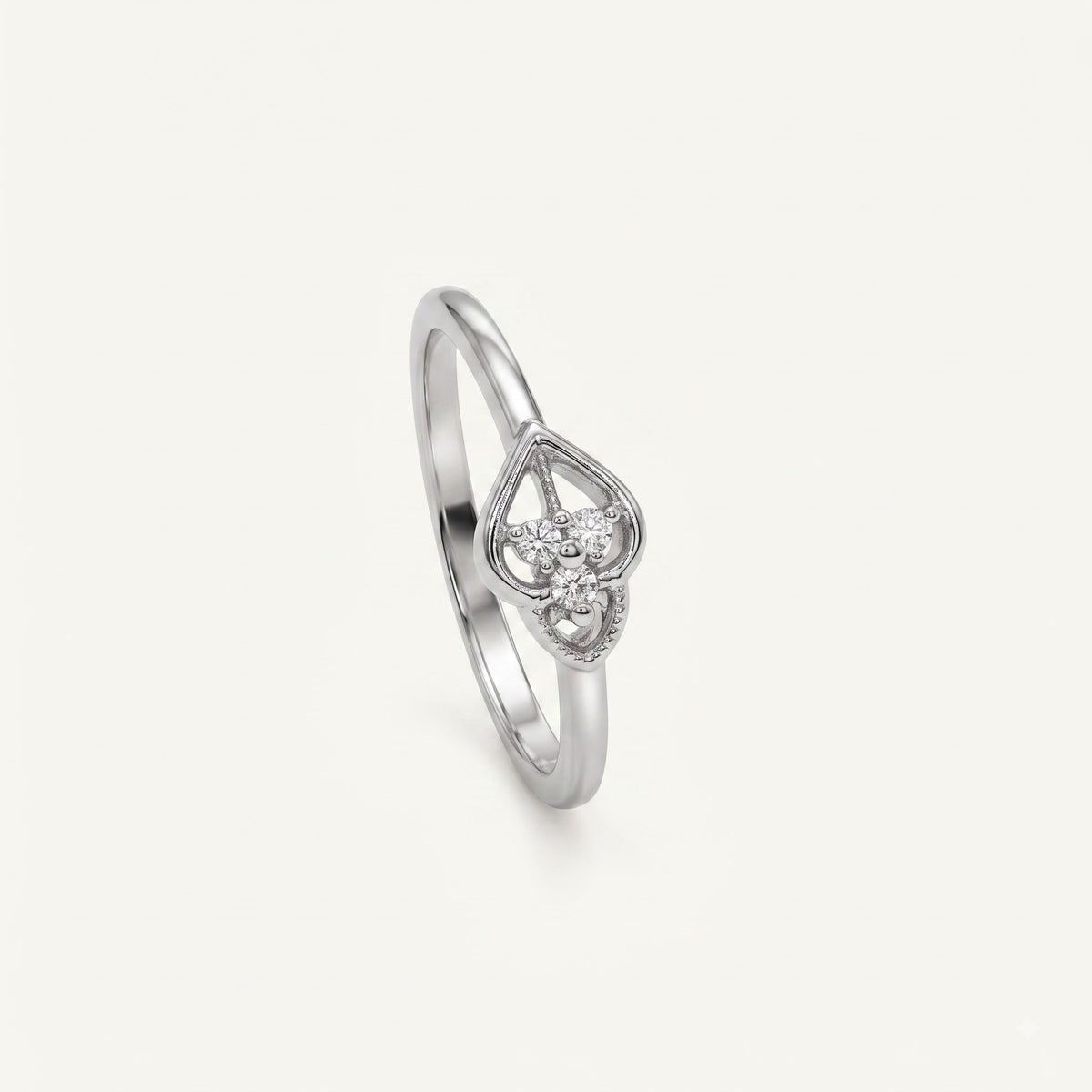 Elegant Open-Heart Floral Crystal Ring with Sparkling Accents
