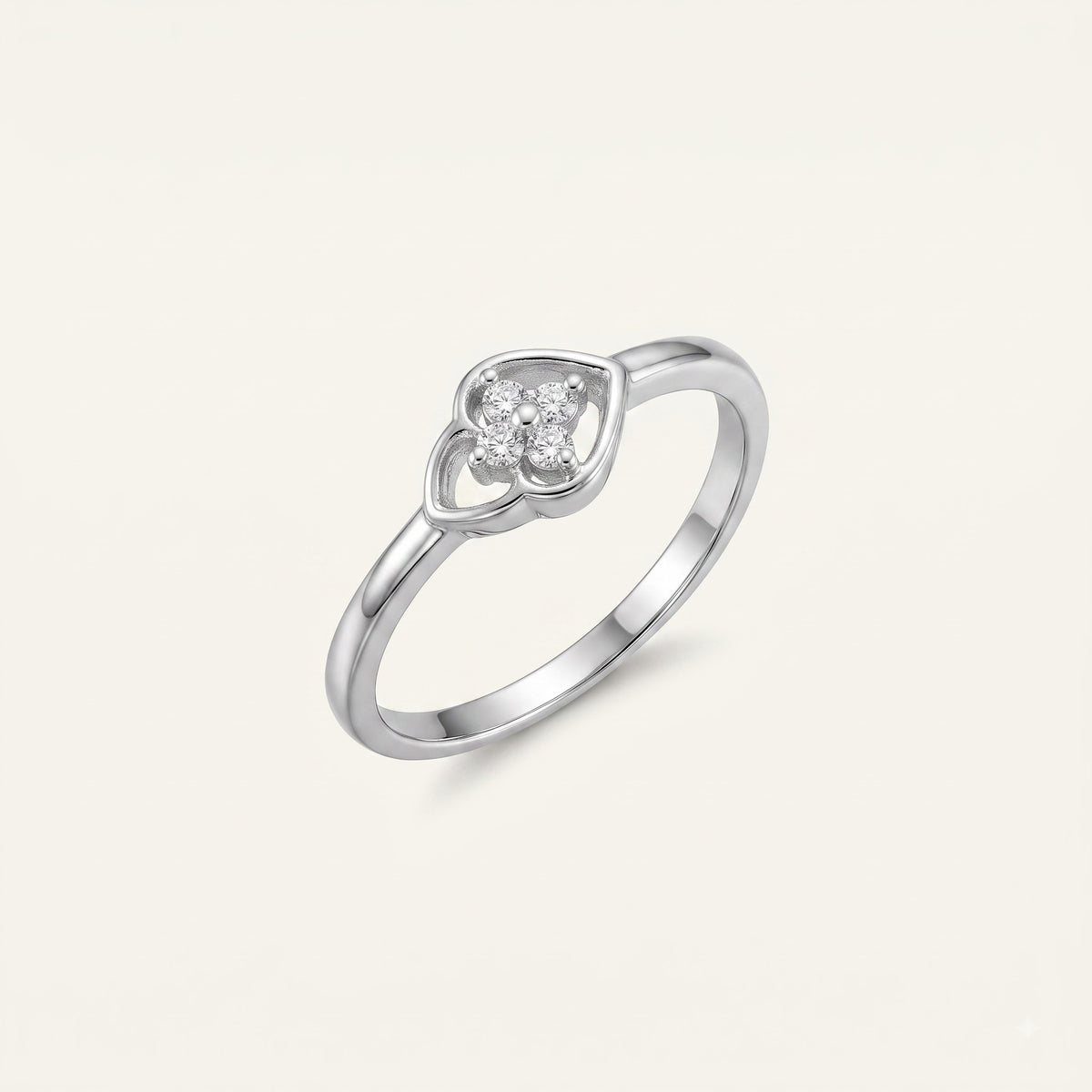 Elegant Open-Heart Floral Crystal Ring with Sparkling Accents