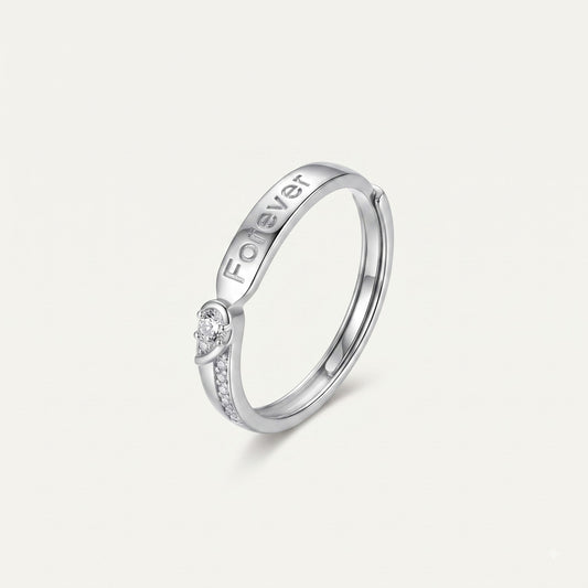 Elegant Silver Forever Ring with Sparkling Centre Stone