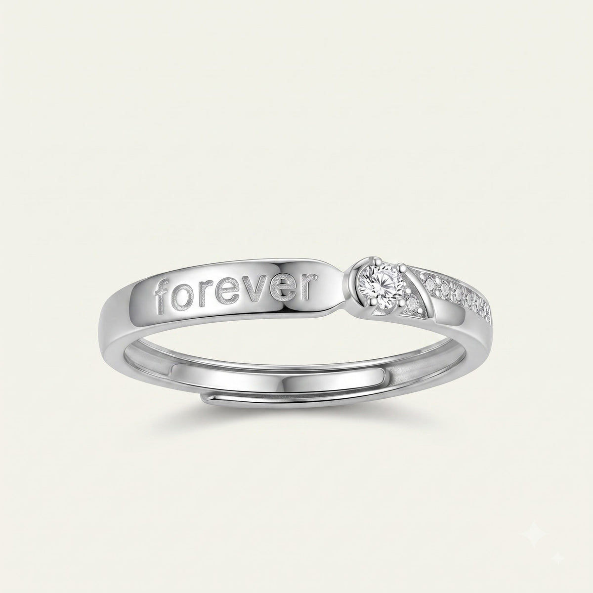 Elegant Silver Forever Ring with Sparkling Centre Stone