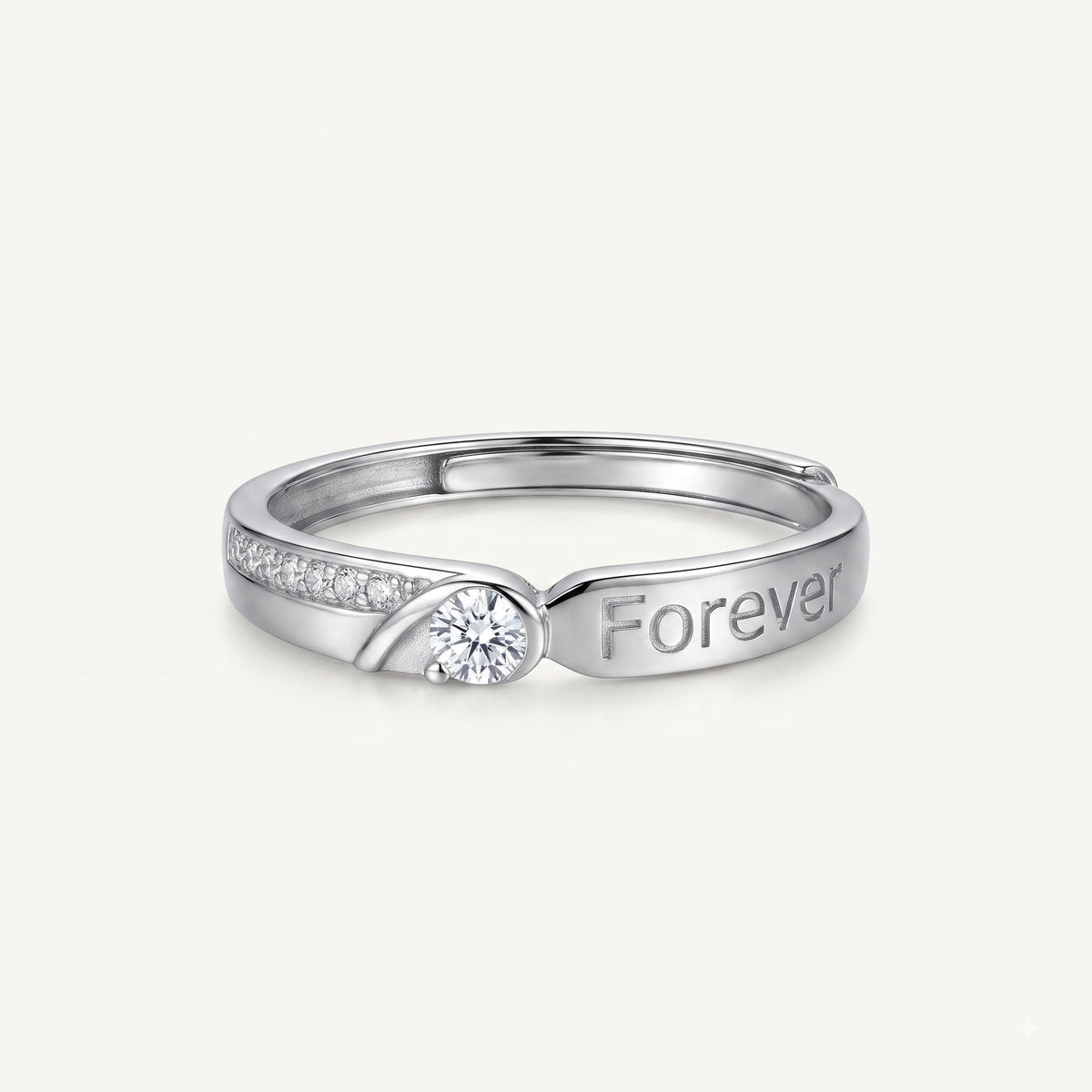 Elegant Silver Forever Ring with Sparkling Centre Stone