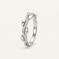 Elegant Leaf-Inspired Pavé Ring with Curved Crystal Band