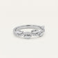 Elegant Leaf-Inspired Pavé Ring with Curved Crystal Band