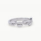 Elegant Silver Leaf-Inspired Pavé Ring with Sparkling Clear Stones