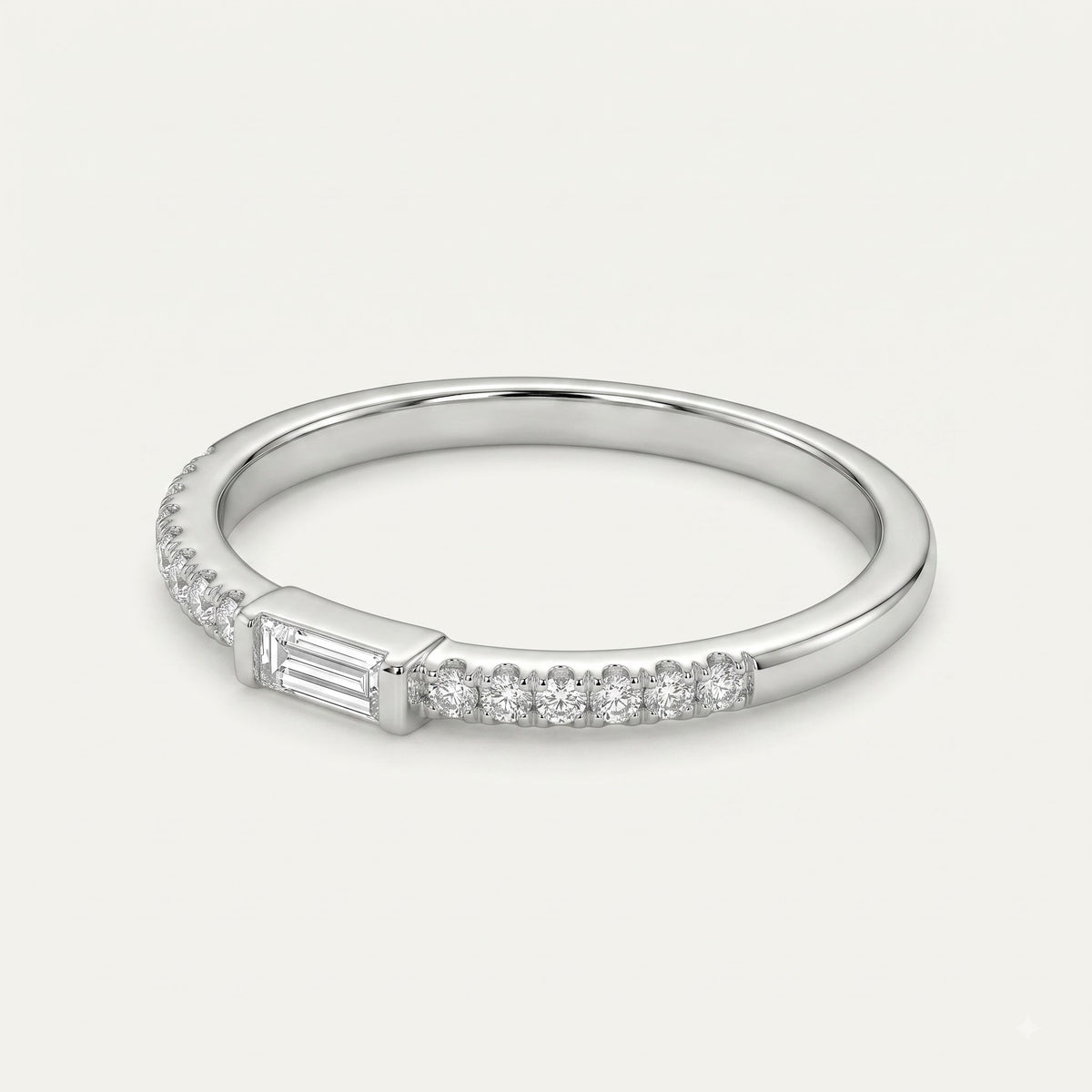 Elegant Silver Emerald-Cut Crystal Band Ring
