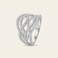 Silver Crystal Interwoven Statement Ring