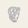 Silver Crystal Interwoven Statement Ring