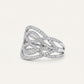 Silver Crystal Interwoven Statement Ring