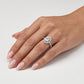 Elegant Blue Oval Gemstone Halo Ring with Sparkling Stone Accents