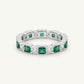 Emerald Green & Crystal-Tone Eternity Band Ring for Women