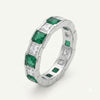 Emerald Green & Crystal-Tone Eternity Band Ring for Women