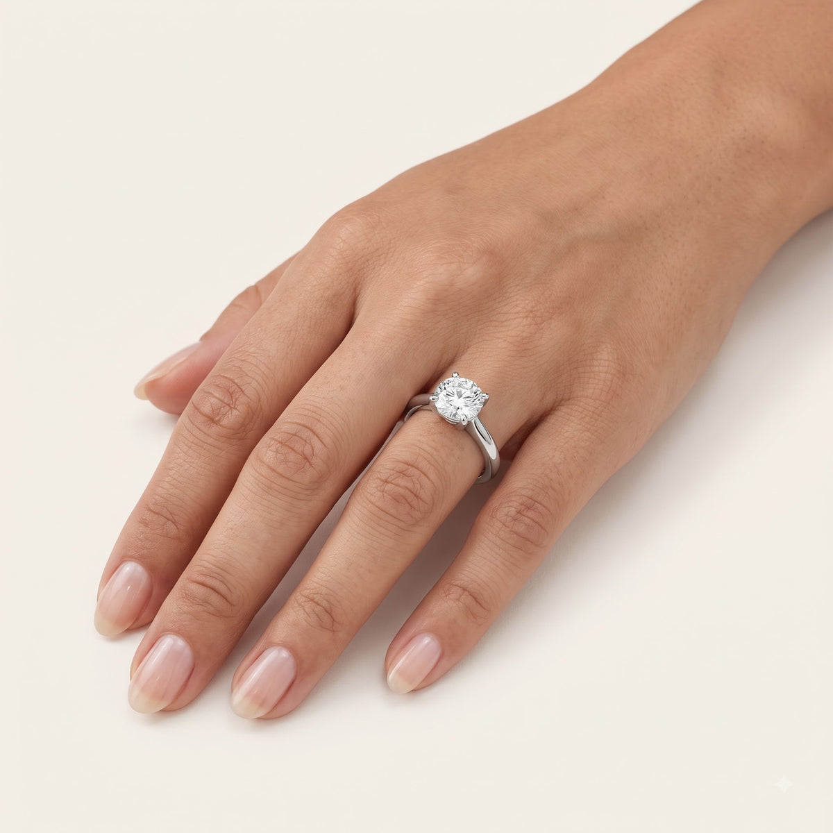 Classic Round Solitaire Ring with Brilliant Clear Centre Stone