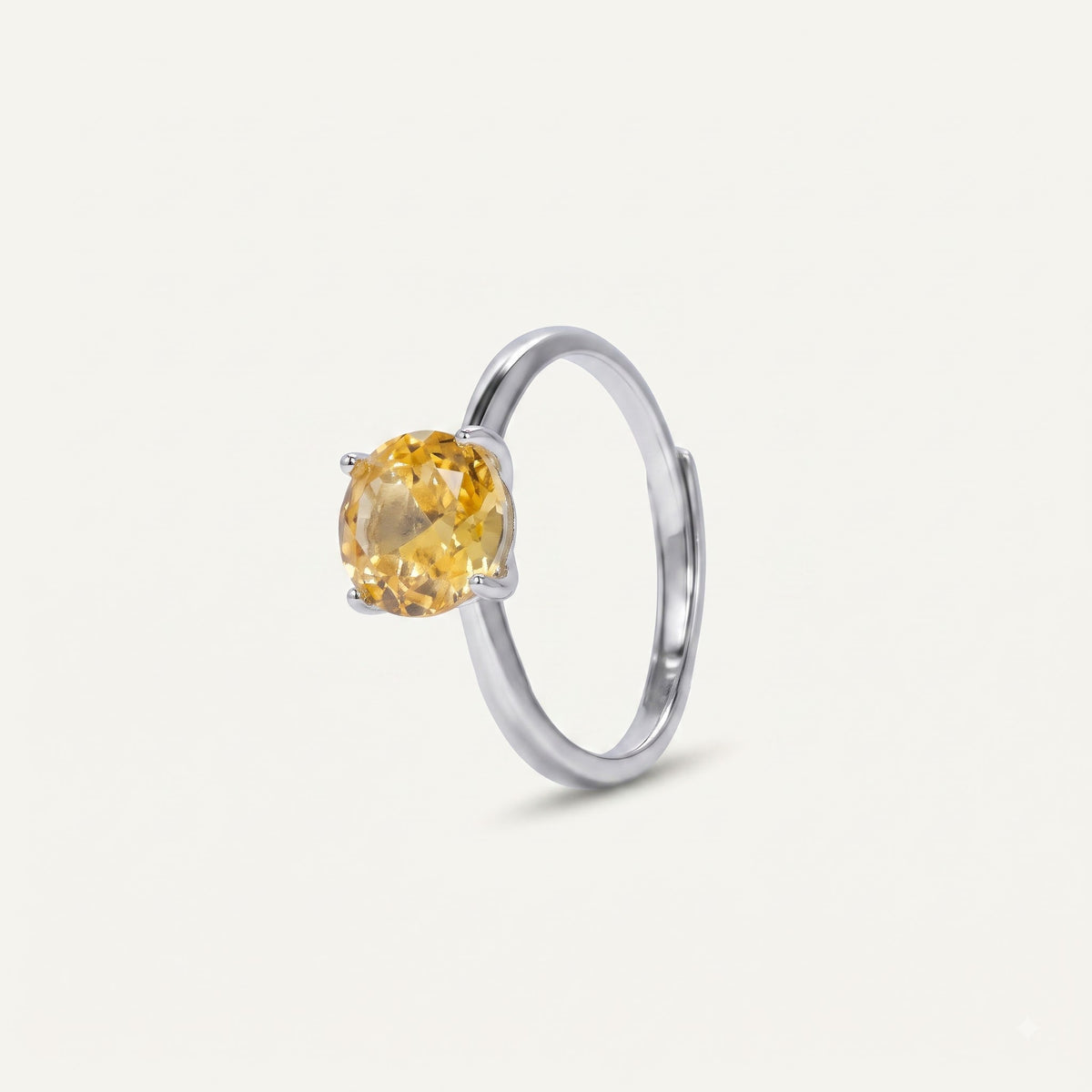 Elegant Golden Round-Cut Crystal Solitaire Ring