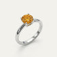 Elegant Golden Round-Cut Crystal Solitaire Ring