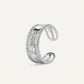 Silver Baguette Crystal Open Cuff Statement Ring