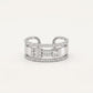 Silver Baguette Crystal Open Cuff Statement Ring