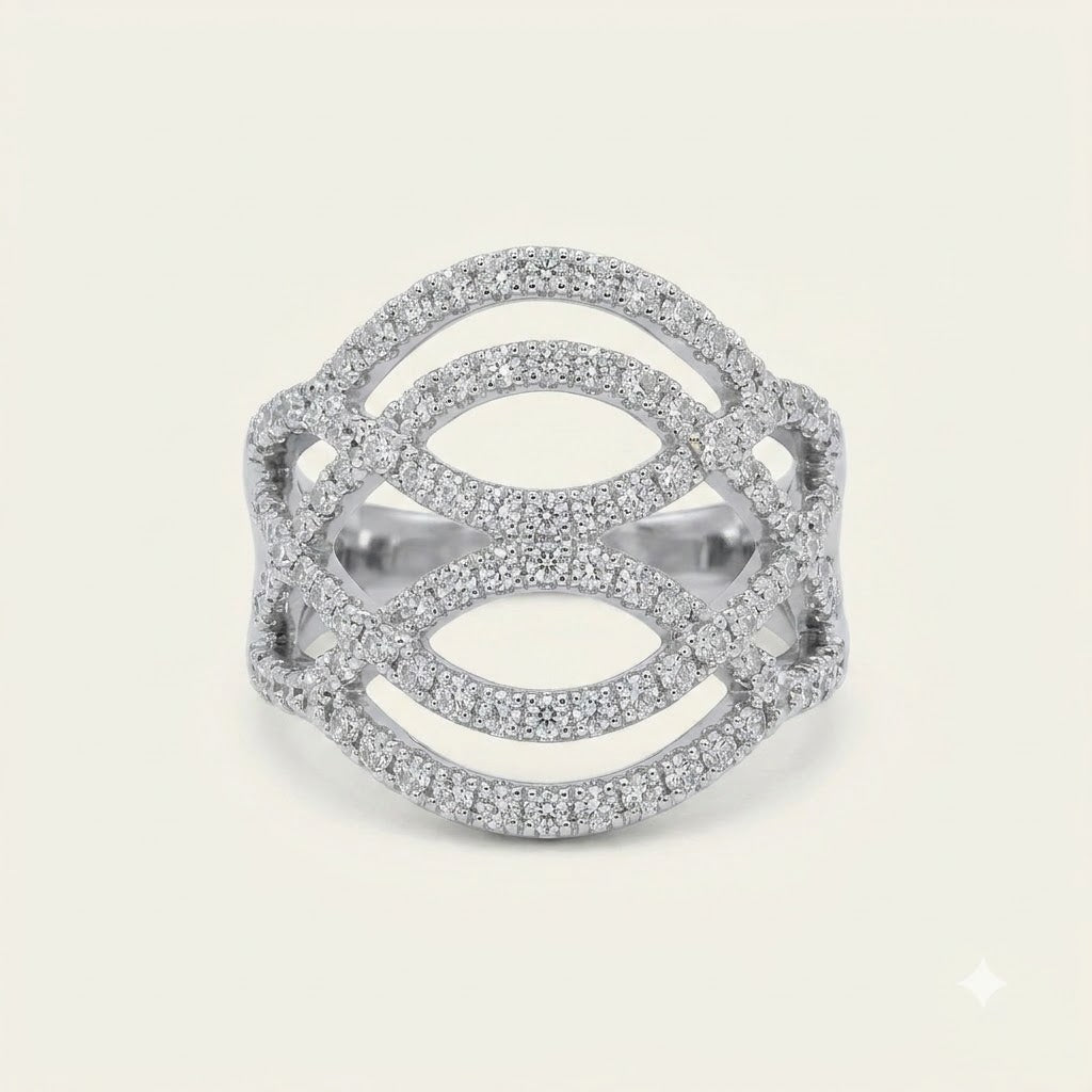 Elegant Multi-Row Crystal Stone Ring for Women