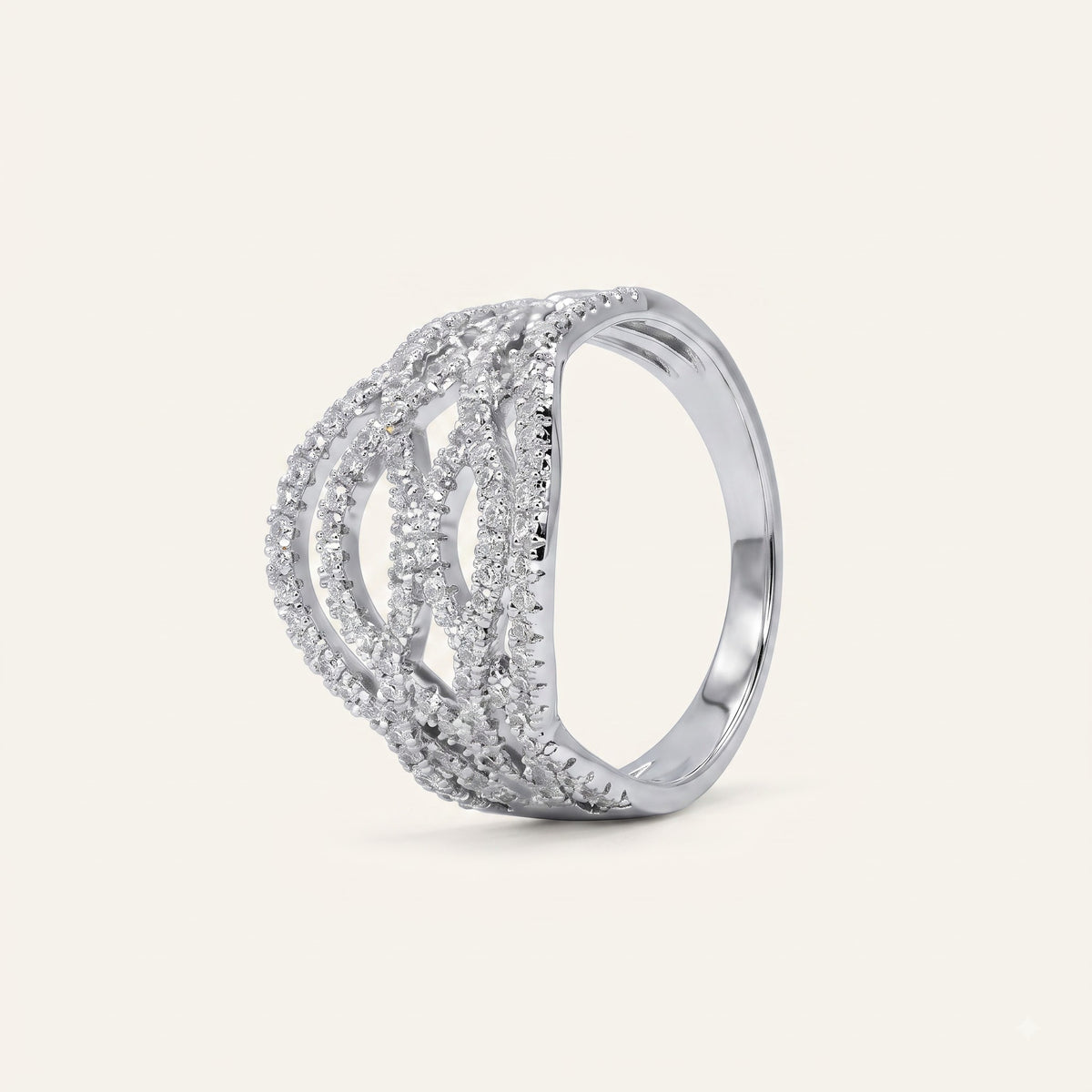 Elegant Multi-Row Crystal Stone Ring for Women