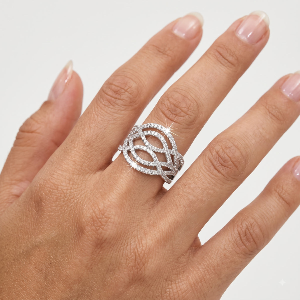 Elegant Multi-Row Crystal Stone Ring for Women